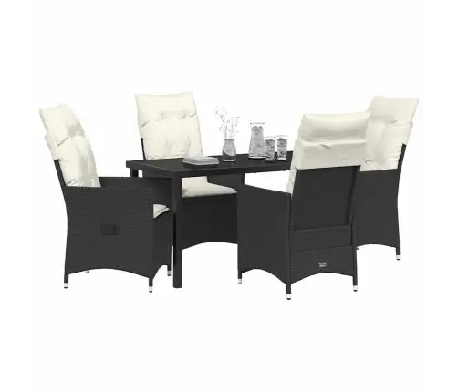 5 Daļu Dārza Maltīšu Komplekts Ar Spilveniem, Melns Poliratan. Vidaxl