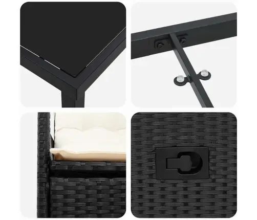 Aia Söögilaudade Komplekt Padjaga 7 Pcs Must Polürotang