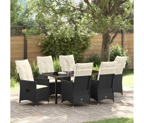 Aia Söögilaudade Komplekt Padjaga 7 Pcs Must Polürotang