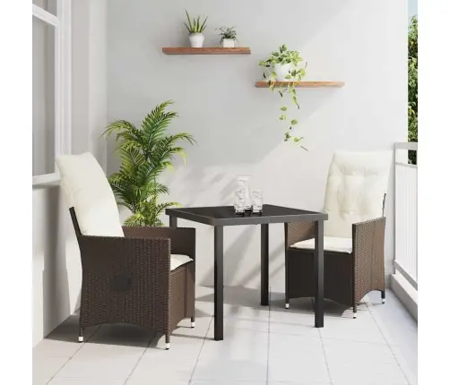 3 Daļu Dārza Ēdamgalds Ar Spilveniem Brūnā Polyratinā Vidaxl