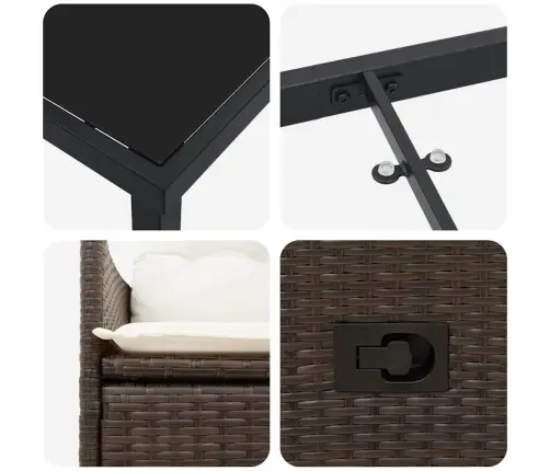 5 Daļīga Dārza Ēdamgalds Ar Spilveniem, Brūns Polirats Vidaxl