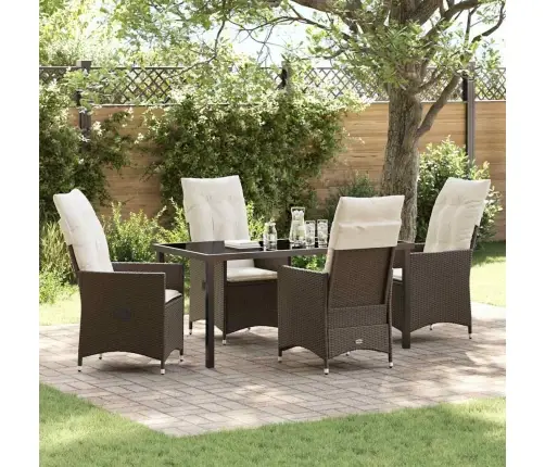 Sodo Valgomojo Komplektas Su Pagalve 5 Pcs Ruda Poliratanas