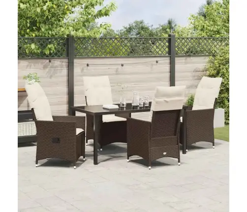 Sodo Valgomojo Komplektas Su Pagalve 5 Pcs Ruda Poliratanas