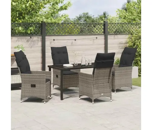 Sodo Valgomojo Komplektas Su Pagalve 5 Pcs Pilka Poliratanas