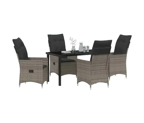 Sodo Valgomojo Komplektas Su Pagalve 5 Pcs Pilka Poliratanas