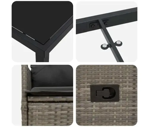 Sodo Valgomojo Komplektas Su Pagalve 5 Pcs Pilka Poliratanas