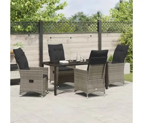 Sodo Valgomojo Komplektas Su Pagalve 5 Pcs Pilka Poliratanas