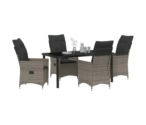 Sodo Valgomojo Komplektas Su Pagalve 5 Pcs Pilka Poliratanas