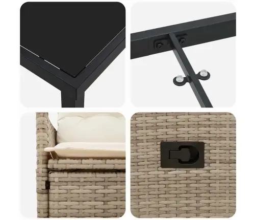 3 Daļu Dārza Galds Ar Spilveniem Bēšā Polirattanā Vidaxl