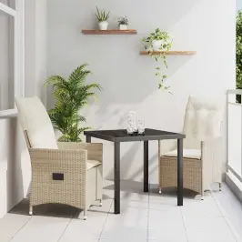 Aia Söögilaudade Komplekt Padjaga 3 Pcs Beež Polürooster