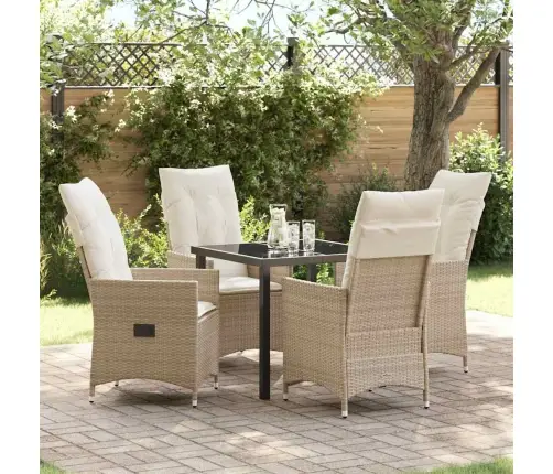 5 Daļu Dārza Galdiņš Ar Spilveniem, Bēšs Polirattans. Vidaxl