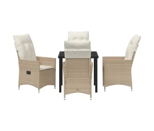 5 Daļu Dārza Galdiņš Ar Spilveniem, Bēšs Polirattans. Vidaxl