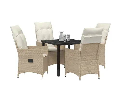 5 Daļu Dārza Galdiņš Ar Spilveniem, Bēšs Polirattans. Vidaxl