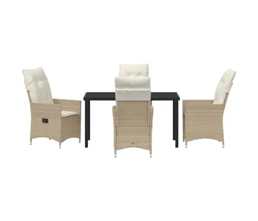 5 Daļu Dārza Ēdamgalds Ar Spilveniem Bēšā Poliratanā Vidaxl