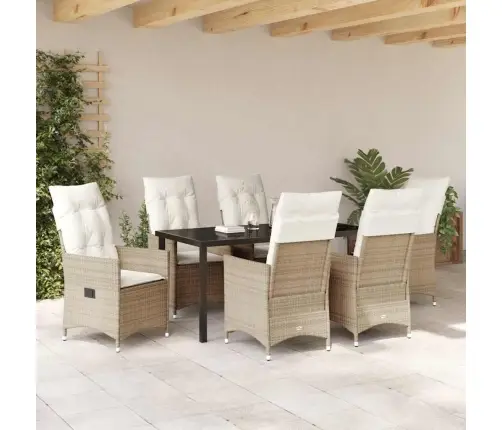 Aia Söögilaudade Komplekt Padjaga 7 Pcs Beež Polürotang