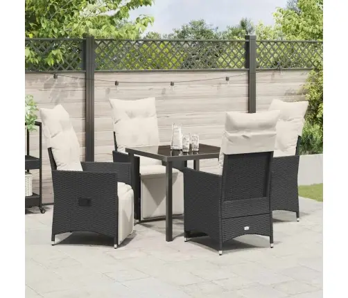 Sodo Valgomojo Komplektas Su Pagalve 5 Pcs Juoda Poli Ratanas