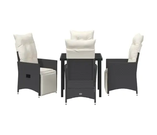 Sodo Valgomojo Komplektas Su Pagalve 5 Pcs Juoda Poli Ratanas