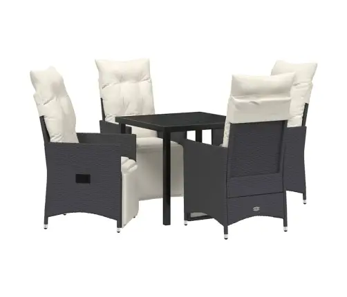 Sodo Valgomojo Komplektas Su Pagalve 5 Pcs Juoda Poli Ratanas