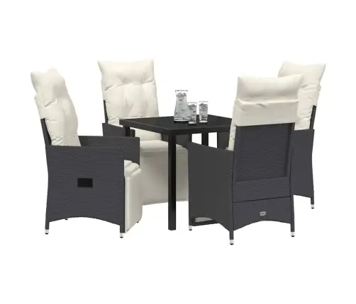 Sodo Valgomojo Komplektas Su Pagalve 5 Pcs Juoda Poli Ratanas