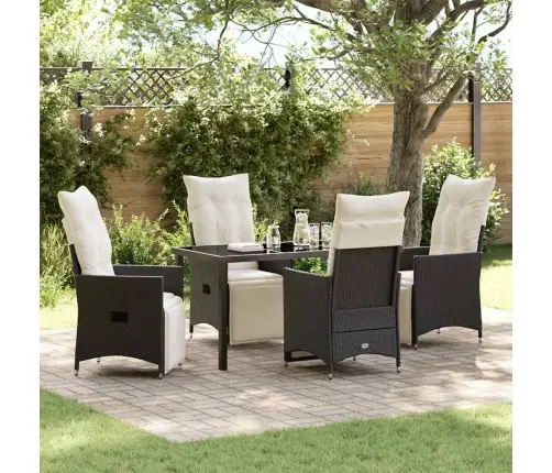 Sodo Valgomojo Komplektas Su Pagalve 5 Pcs Juoda Poliratanas