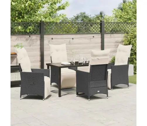 Sodo Valgomojo Komplektas Su Pagalve 5 Pcs Juoda Poliratanas