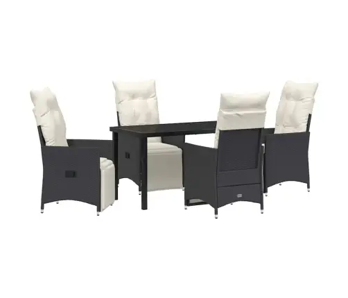 Sodo Valgomojo Komplektas Su Pagalve 5 Pcs Juoda Poliratanas