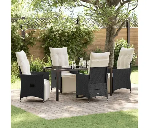 Sodo Valgomojo Komplektas Su Pagalve 5 Pcs Juoda Poliratanas