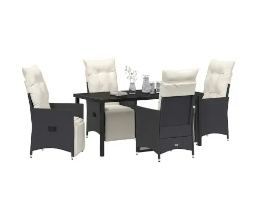 Sodo Valgomojo Komplektas Su Pagalve 5 Pcs Juoda Poliratanas