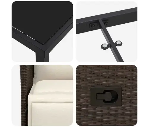 Aia Söögilaudade Komplekt Padjaga 3 Pcs Pruun Polürotang