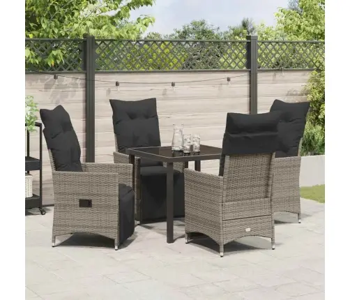 Sodo Valgomojo Komplektas Su Pagalve 5 Pcs Pilka Poliratanas