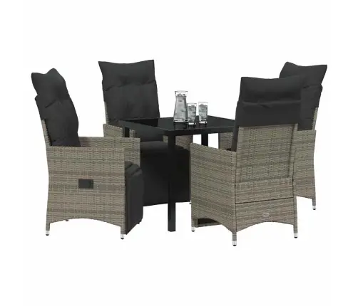 Sodo Valgomojo Komplektas Su Pagalve 5 Pcs Pilka Poliratanas