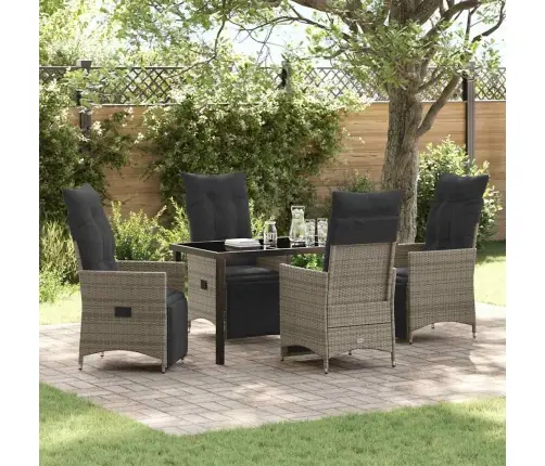 5 Daļu Dārza Pusdienu Komplekts Ar Spilveniem, Pelēks Poliratanas Vidaxl