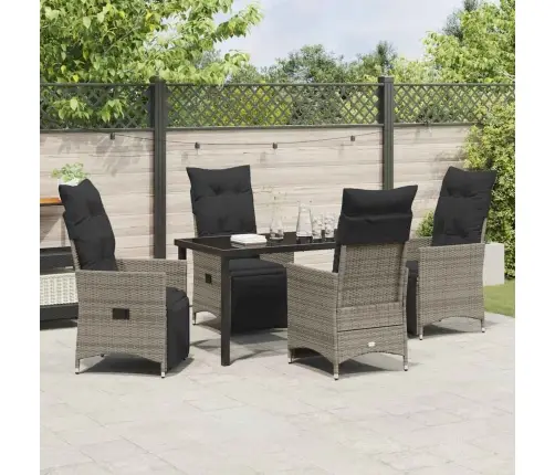 5 Daļu Dārza Pusdienu Komplekts Ar Spilveniem, Pelēks Poliratanas Vidaxl