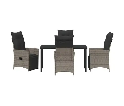 5 Daļu Dārza Pusdienu Komplekts Ar Spilveniem, Pelēks Poliratanas Vidaxl