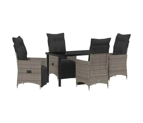 5 Daļu Dārza Pusdienu Komplekts Ar Spilveniem, Pelēks Poliratanas Vidaxl