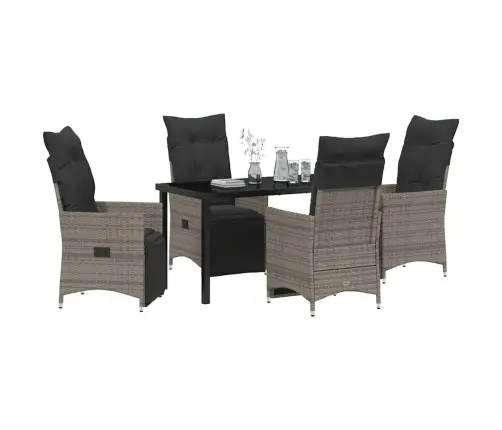 5 Daļu Dārza Pusdienu Komplekts Ar Spilveniem, Pelēks Poliratanas Vidaxl