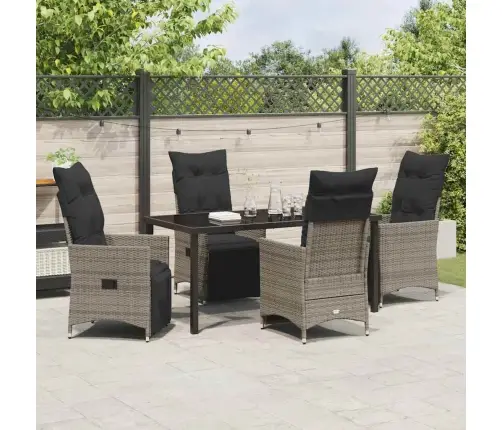 Sodo Valgomojo Komplektas Su Pagalve 5 Pcs Pilka Poliratanas