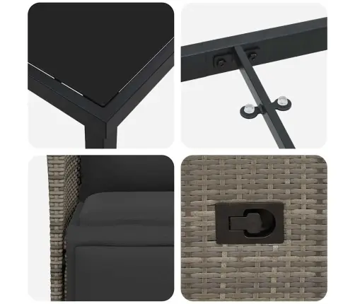 7 Daļu Dārza Galdiņš Ar Spilveniem Pelēkā Poliratanā Vidaxl