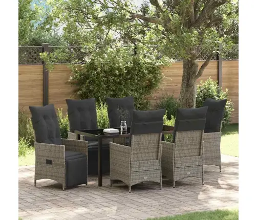 7 Daļu Dārza Galdiņš Ar Spilveniem Pelēkā Poliratanā Vidaxl