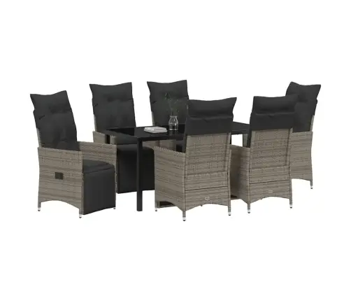 7 Daļu Dārza Galdiņš Ar Spilveniem Pelēkā Poliratanā Vidaxl