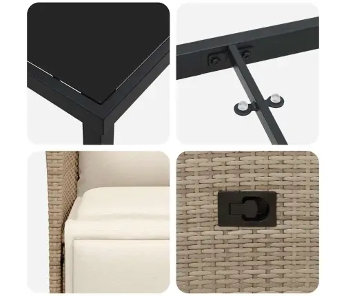 Aia Söögilaudade Komplekt Padjaga 5 Pcs Beež Polürotang