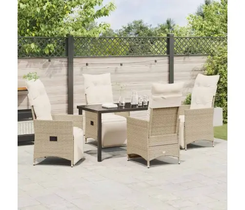 5 Daļu Dārza Galds Ar Spilveniem, Bēšs, Poliesters, Ratan Vidaxl