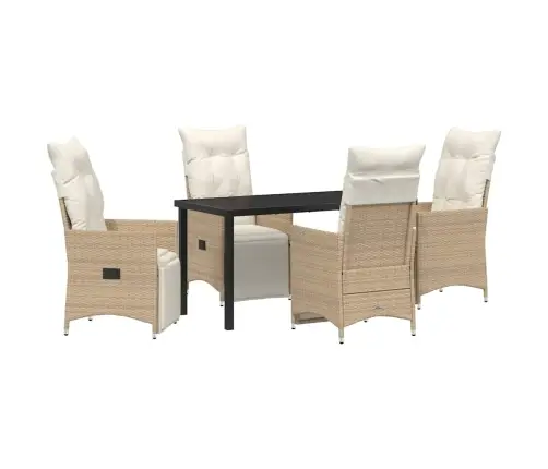 5 Daļu Dārza Galds Ar Spilveniem, Bēšs, Poliesters, Ratan Vidaxl