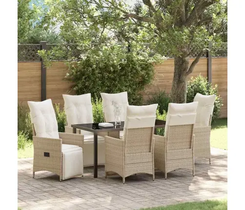 Sodo Valgomojo Komplektas Su Pagalve 7 Pcs Smėlio Poliratanas