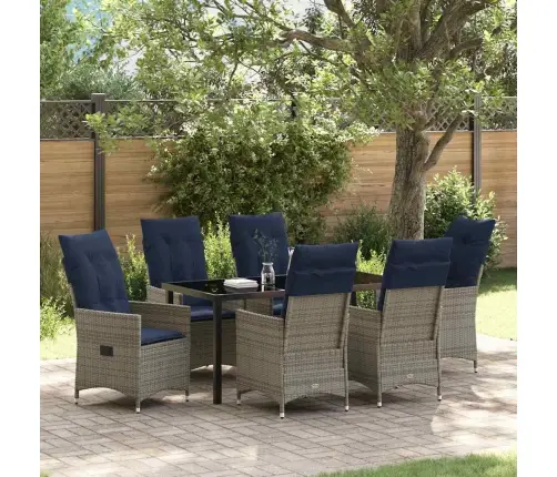 7 Daļu Dārza Galds Ar Spilveniem Pelēkā Rotangpalma Vidaxl