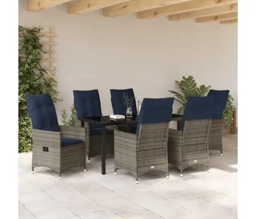 7 Daļu Dārza Galds Ar Spilveniem Pelēkā Rotangpalma Vidaxl