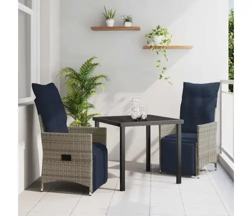 3 Daļu Dārza Ēdamgalds Ar Spilveniem Pelēkā Poliratanā Vidaxl