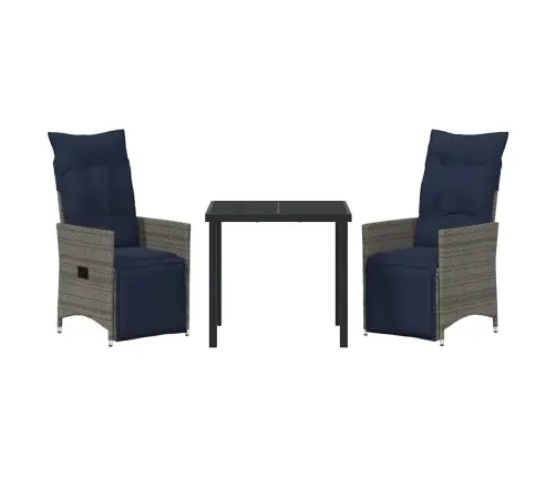 3 Daļu Dārza Ēdamgalds Ar Spilveniem Pelēkā Poliratanā Vidaxl