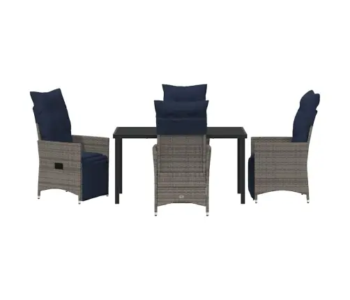 5 Daļu Dārza Ēdamgaldu Komplekts Ar Spilveniem Pelēkā Polirotangā Vidaxl