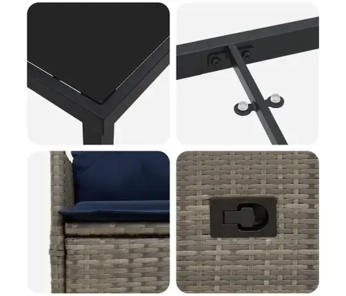 5 Daļu Dārza Ēdamistabas Komplekts Ar Spilveniem Pelēkā Poliestera Rotangpalmas Vidaxl